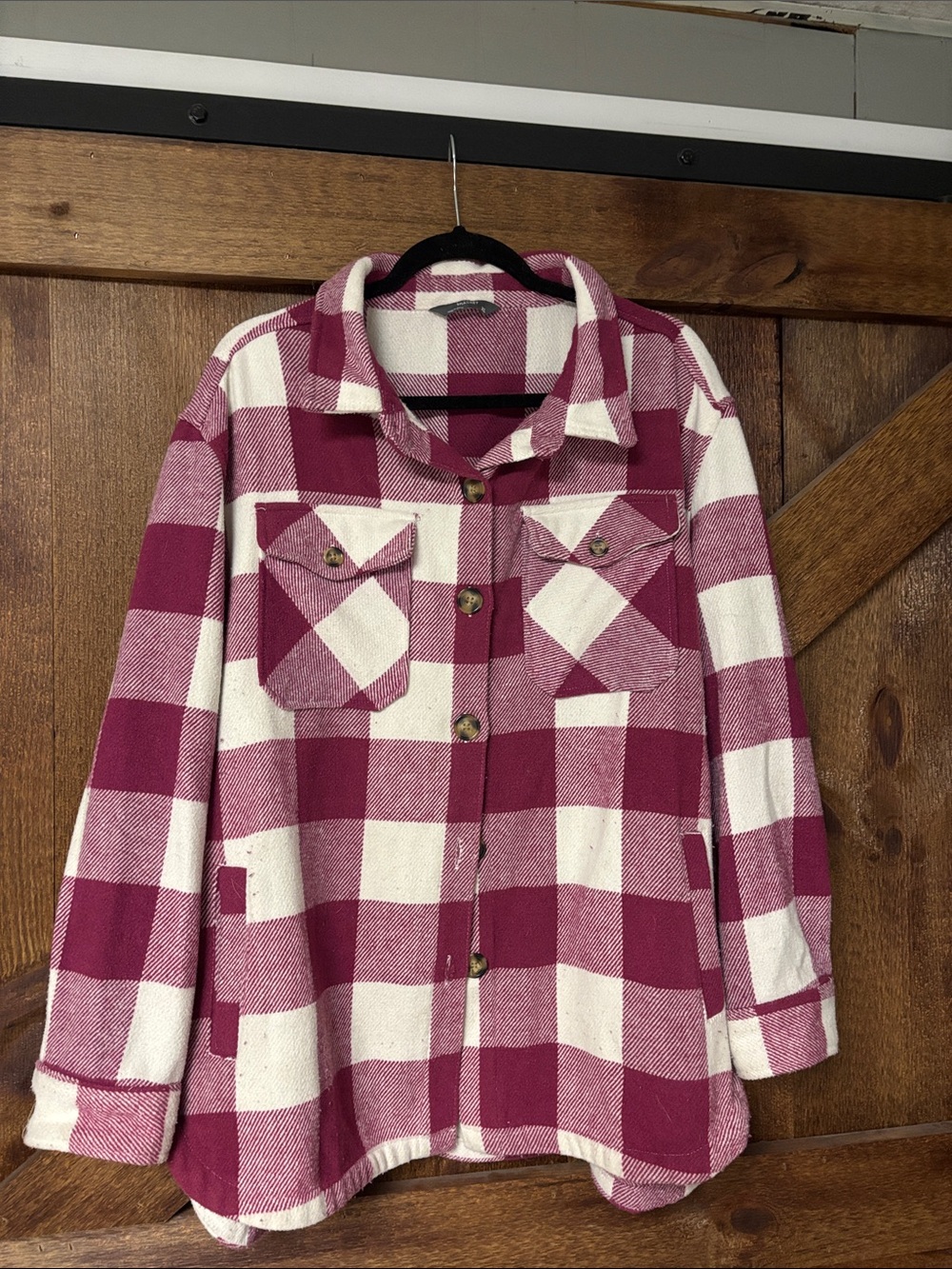 Women's Pink Buffalo Check Shacket